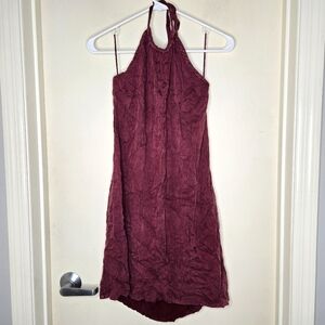 NWT chaser halter top mini dress with open back old zin color medium